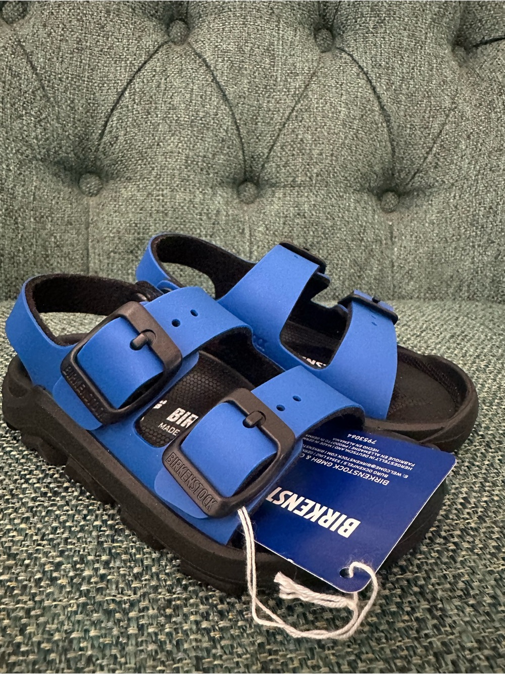 Birkenstock Ultrablue-Black-Strap Sandals with Black Buckle